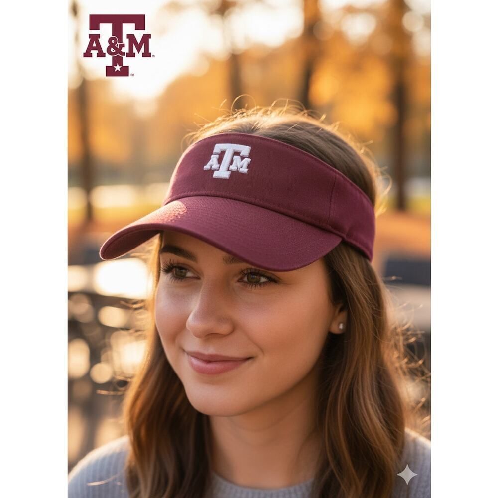 Vintage Texas A&M Burgundy Adjustable Embroidered Logo Swoosh Cotton Visor OS